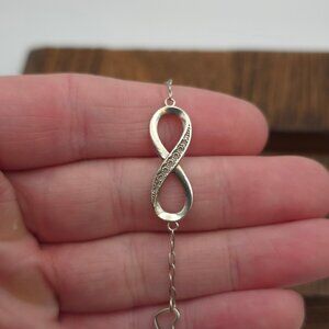 7 Inch 925 Sterling Silver Cubic Zirconia Infinity And Hearts Bracelet